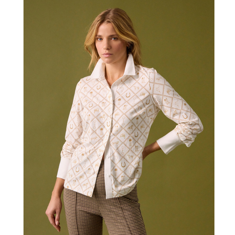 Joules Ladies Charlotte Jersey Shirt - Horse Icons-6