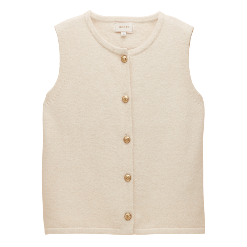Joules Ladies Holly Button Through Knitted Vest - Cream