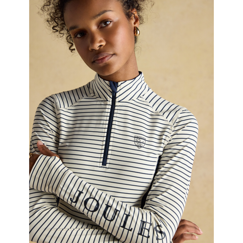Joules Ladies Long Sleeve Technical Jersey Base Layer - Navy Stripe-8