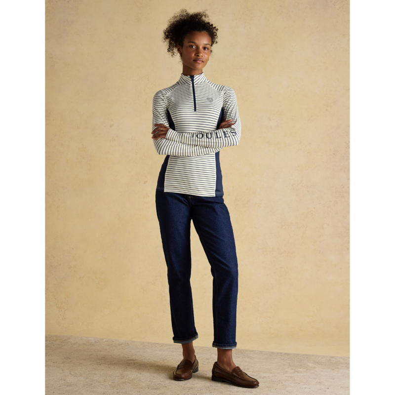 Joules Ladies Long Sleeve Technical Jersey Base Layer - Navy Stripe-3