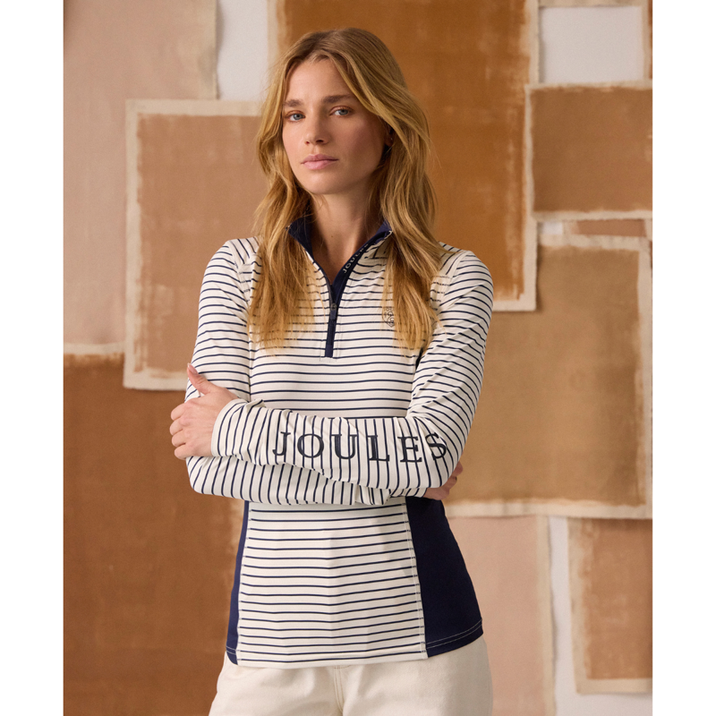 Joules Ladies Long Sleeve Technical Jersey Base Layer - Navy Stripe-5