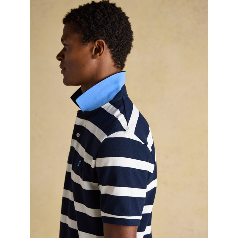 Joules Men's Woody Stripe Polo Shirt - Navy/White-6