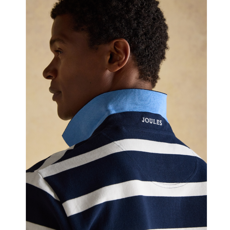Joules Men's Woody Stripe Polo Shirt - Navy/White-5
