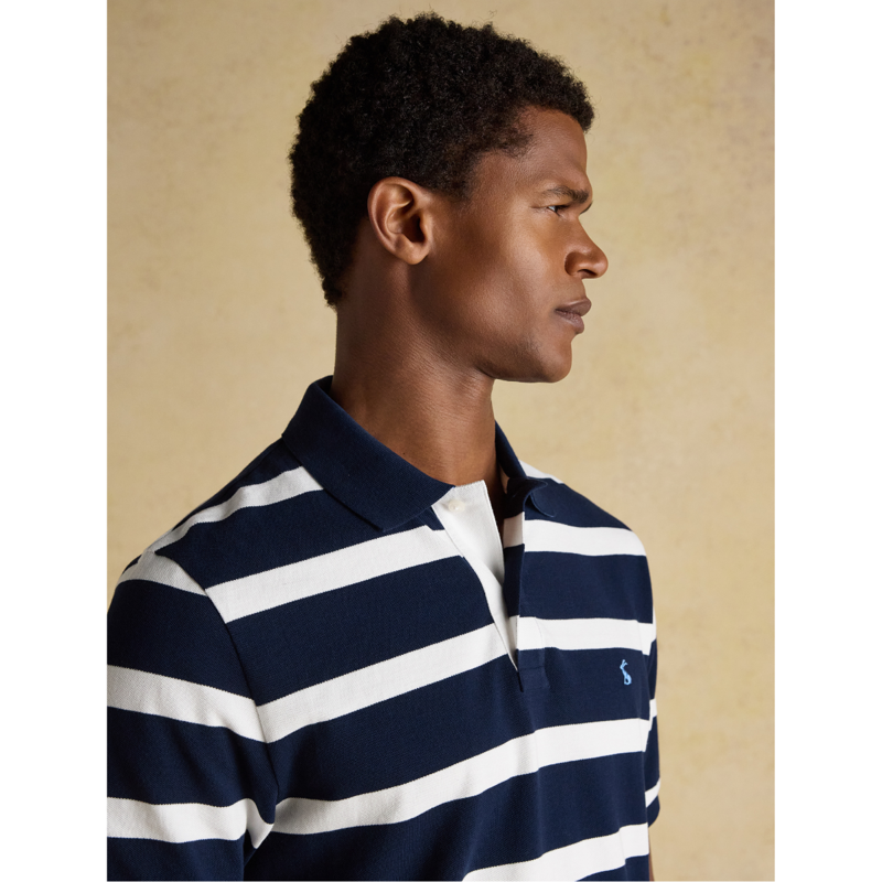 Joules Men's Woody Stripe Polo Shirt - Navy/White-4