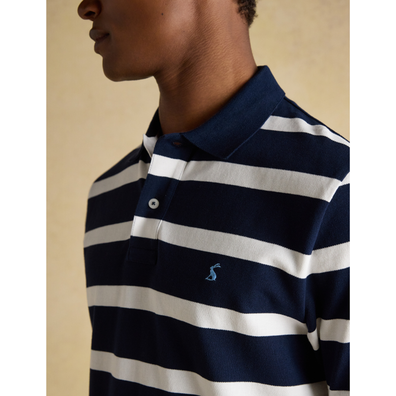 Joules Men's Woody Stripe Polo Shirt - Navy/White-3