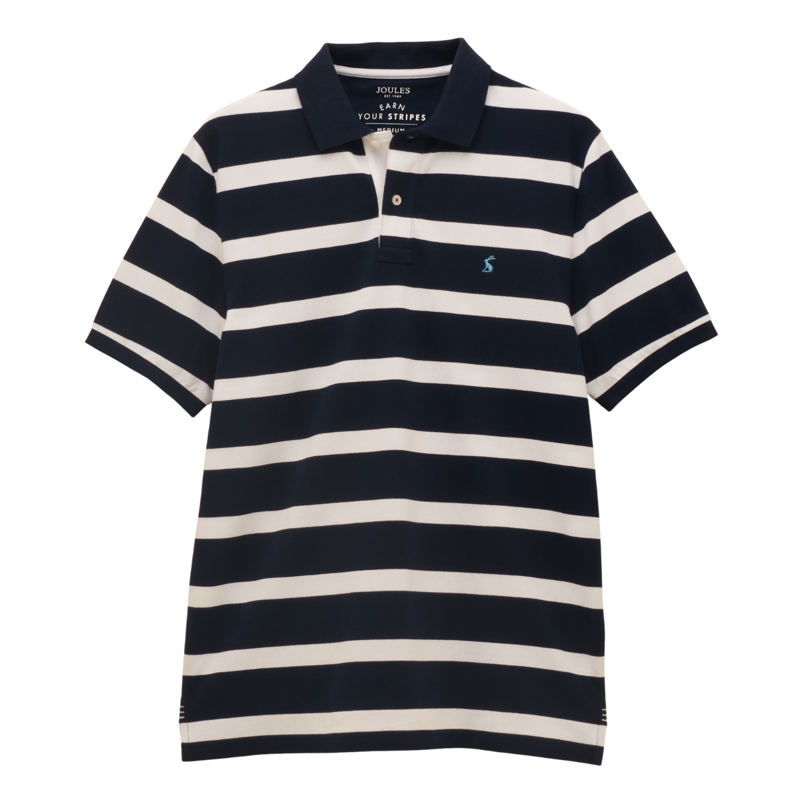 Joules Men's Woody Stripe Polo Shirt - Navy/White