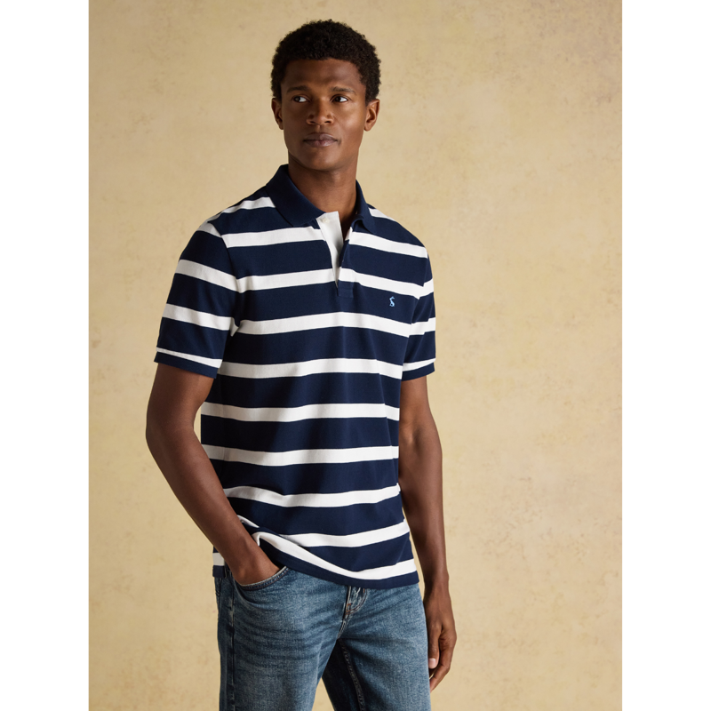 Joules Men's Woody Stripe Polo Shirt - Navy/White-1
