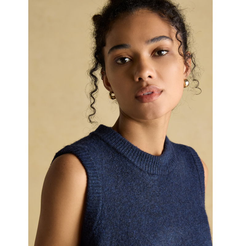 Joules Ladies Holly Knitted Crew Neck Vest - Navy-6