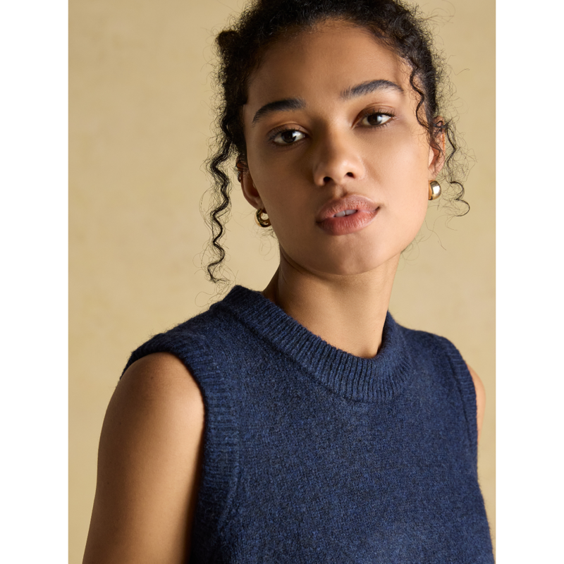 Joules Ladies Holly Knitted Crew Neck Vest - Navy-5