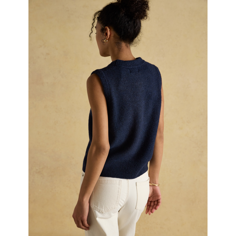 Joules Ladies Holly Knitted Crew Neck Vest - Navy-3