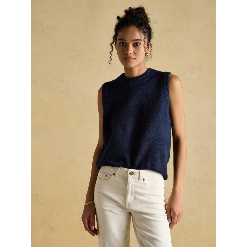 Joules Ladies Holly Knitted Crew Neck Vest - Navy-2