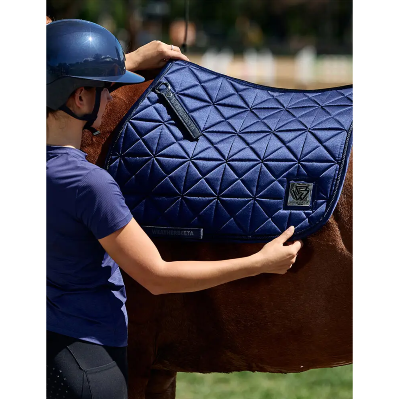 WeatherBeeta Satin Luxe Air-Tec Euro Jump Shaped Saddlepad - Navy-4