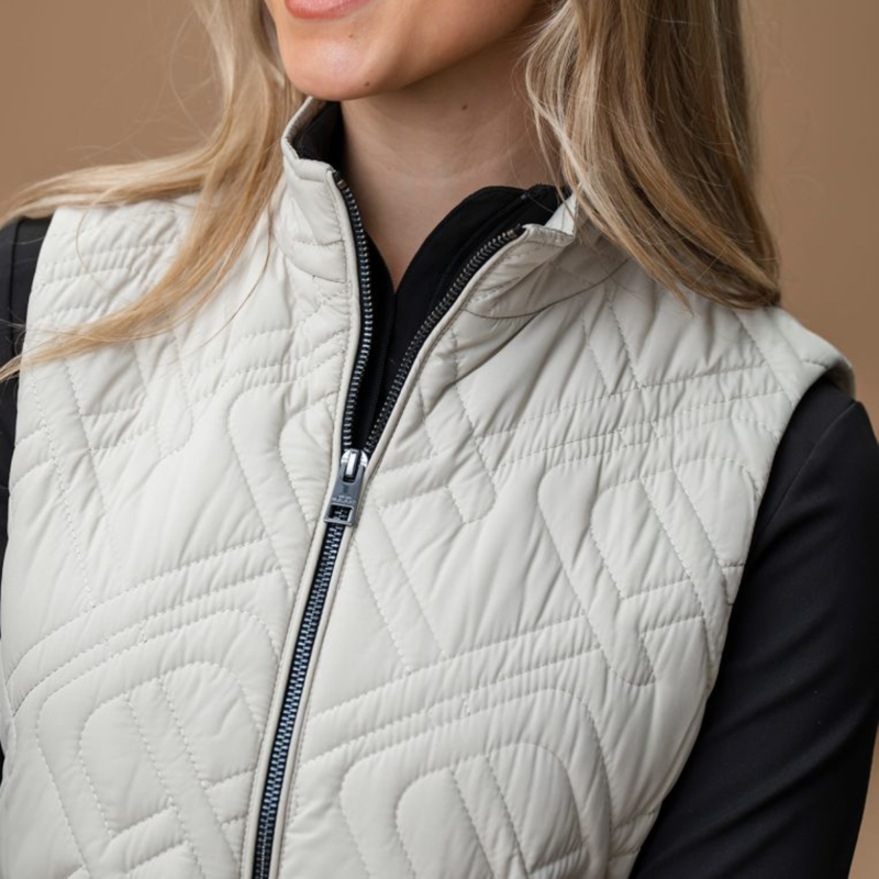 AA by Horseware Neve Monogram Quilted Gilet - Bone-1