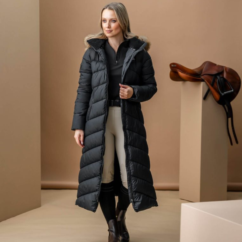 AA by Horseware Ladies Nivia Ripstop Long Puffer Coat - Core Black-2