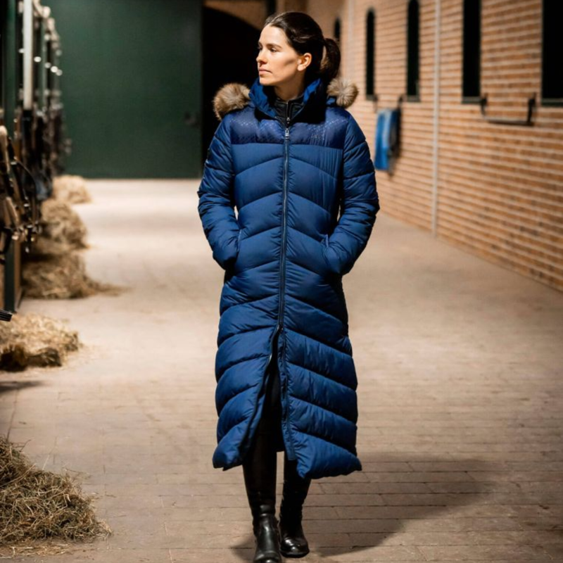 AA by Horseware Ladies Nivia Ripstop Long Puffer Coat - Core Navy-1