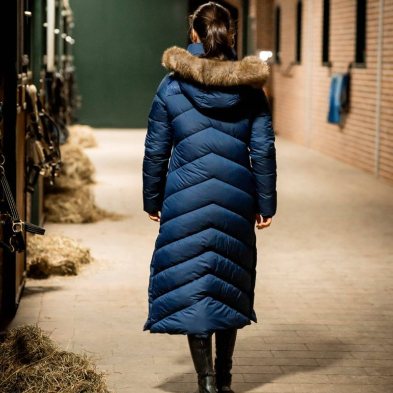 AA by Horseware Ladies Nivia Ripstop Long Puffer Coat - Core Navy-2