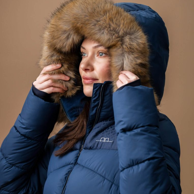 AA by Horseware Ladies Nivia Ripstop Long Puffer Coat - Core Navy-3