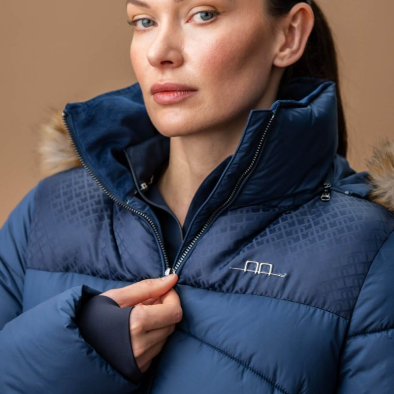 AA by Horseware Ladies Nivia Ripstop Long Puffer Coat - Core Navy-4