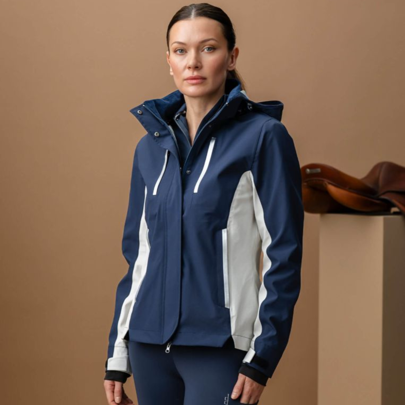 AA by Horseware Ladies Indra Waterproof Ripstop Jacket - Navy/Bone