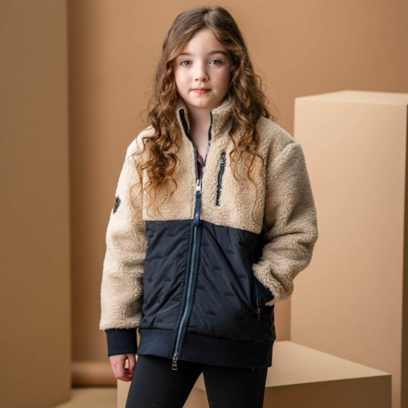 AA by Horseware Kids Lori Zip Through Borg Fleece - Sand/Navy