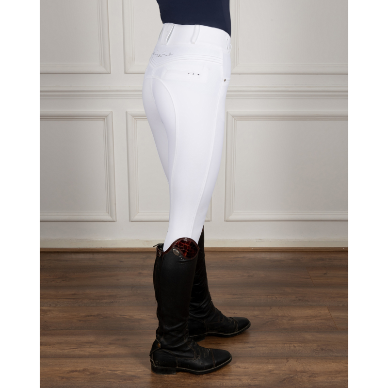 Coldstream Ladies Hermitage Diamante Breeches - White-2