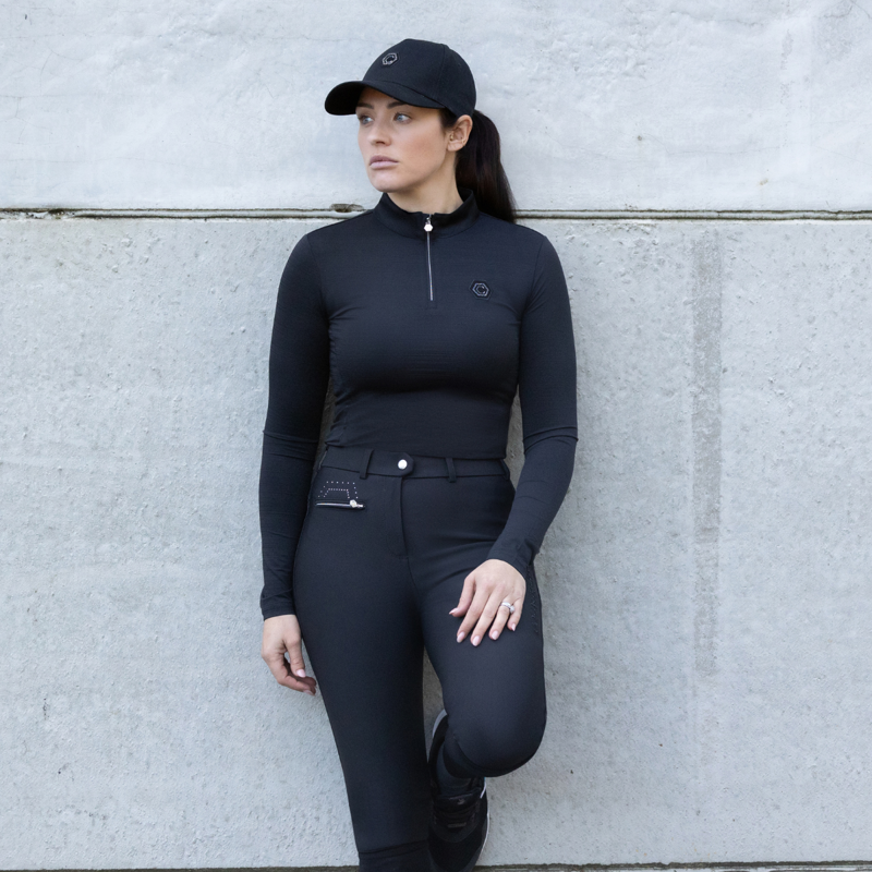 Coldstream Ladies Hermitage Diamante Breeches - Black-1