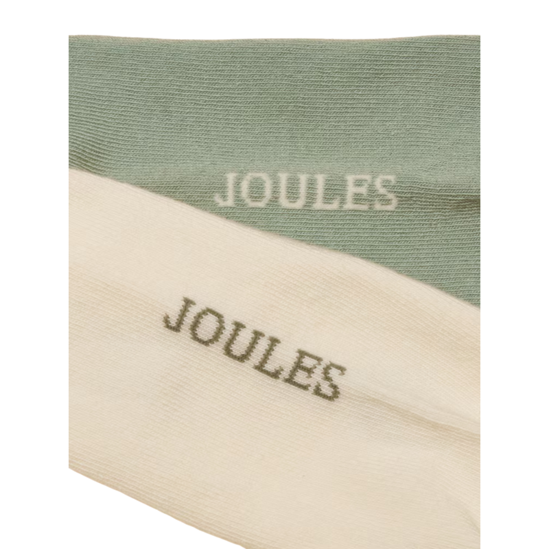 Joules Ladies Everyday Sock 2 Pack - White Green-2