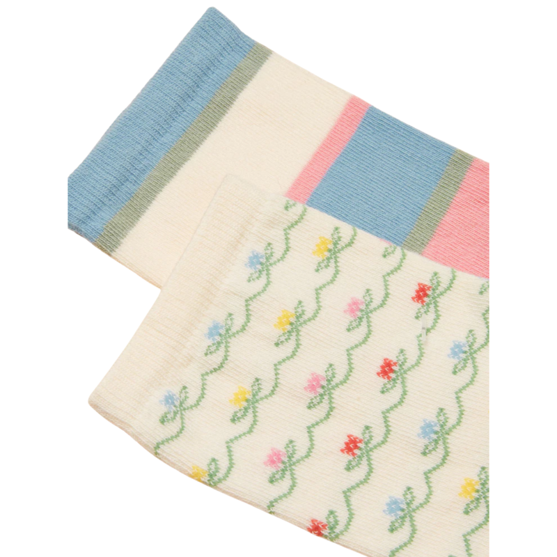 Joules Ladies Everyday Sock 2 Pack - Blue Ecru-1