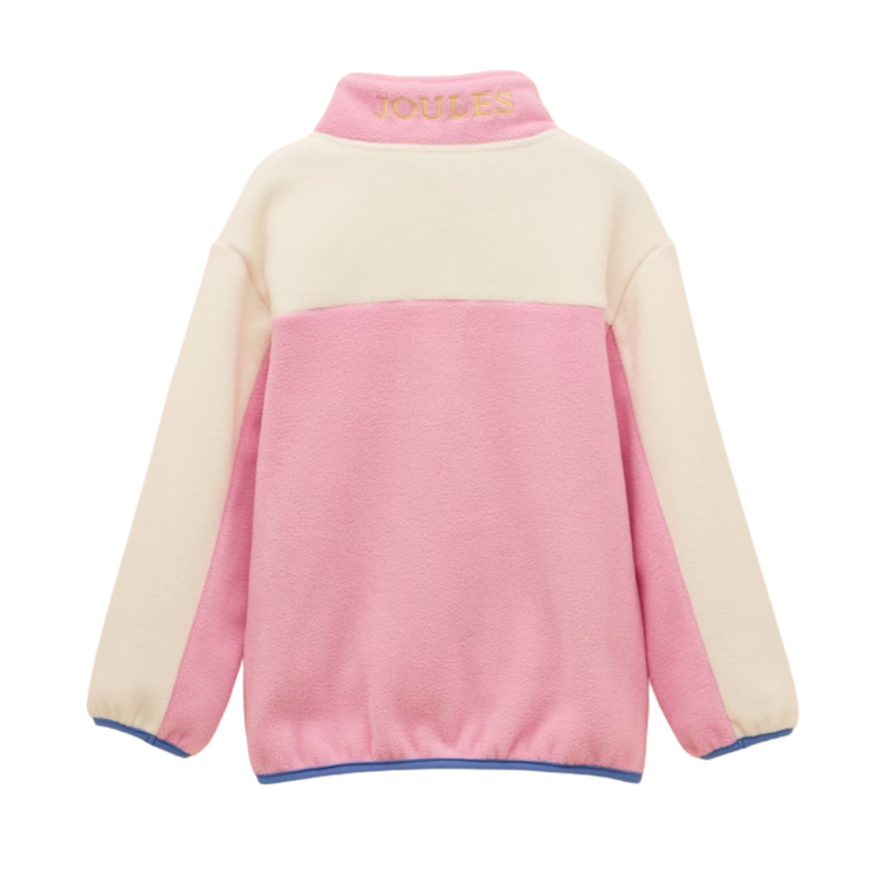Joules Girls' Summit Zip Up Polar Fleece - Pink/Cream-1