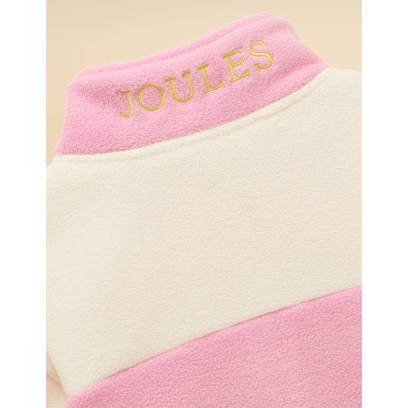 Joules Girls' Summit Zip Up Polar Fleece - Pink/Cream-4