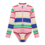 Joules Girls' Long Sleeve Sunsafe Swimsuit - Multi Stripe