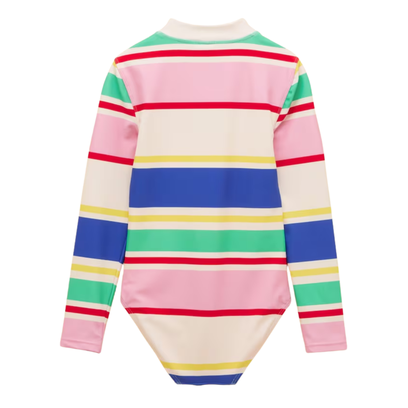 Joules Girls' Long Sleeve Sunsafe Swimsuit - Multi Stripe-1