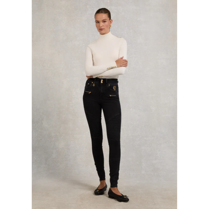 Holland Cooper Biker Jean - Washed Black