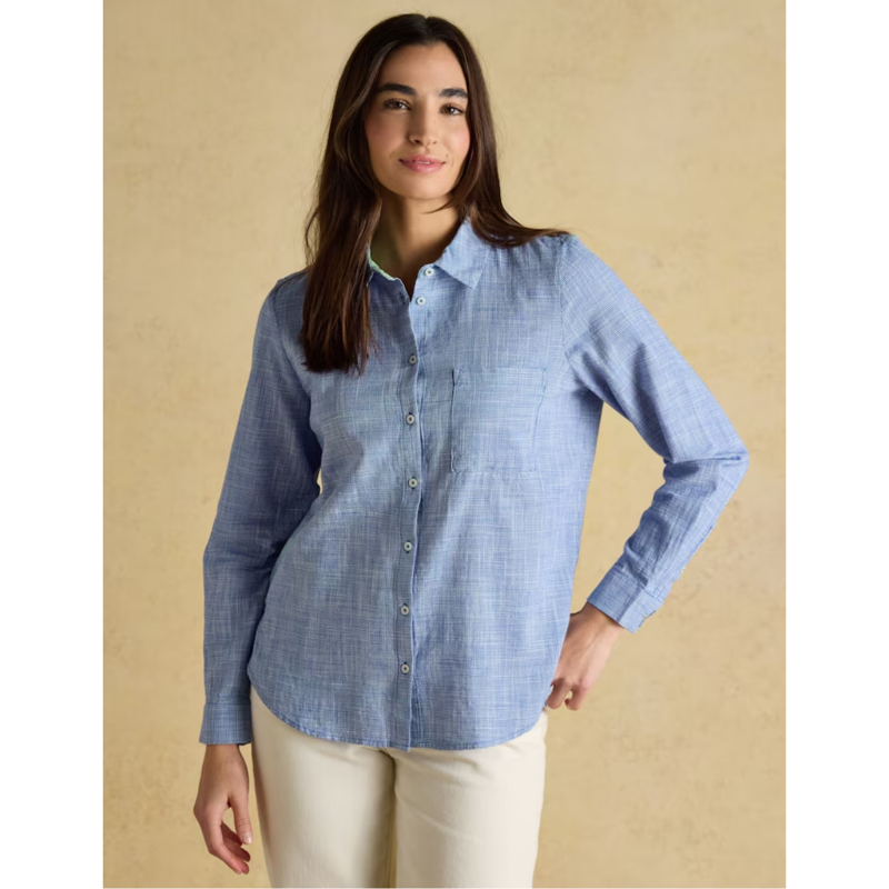 Joules Ladies Long Sleeve Cotton Shirt - Blue-1