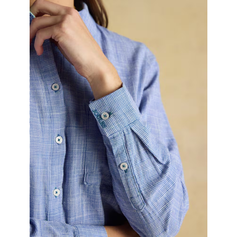 Joules Ladies Long Sleeve Cotton Shirt - Blue-4