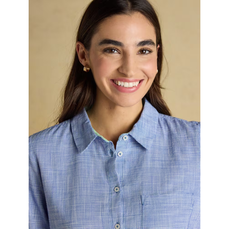 Joules Ladies Long Sleeve Cotton Shirt - Blue-3