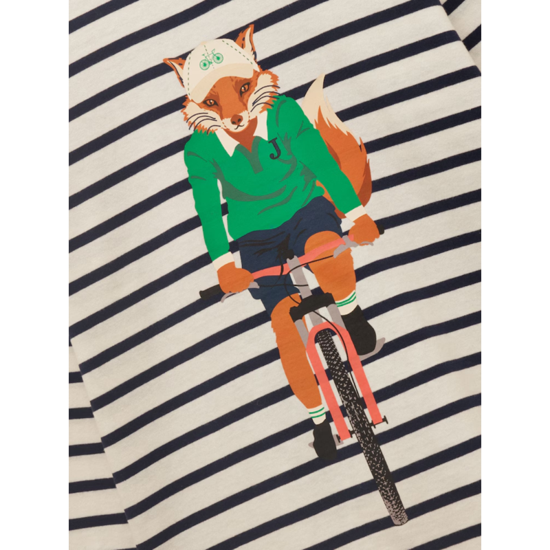 Joules Boys' Finlay Jonty Fox Long Sleeve Top - Cream/Navy-2