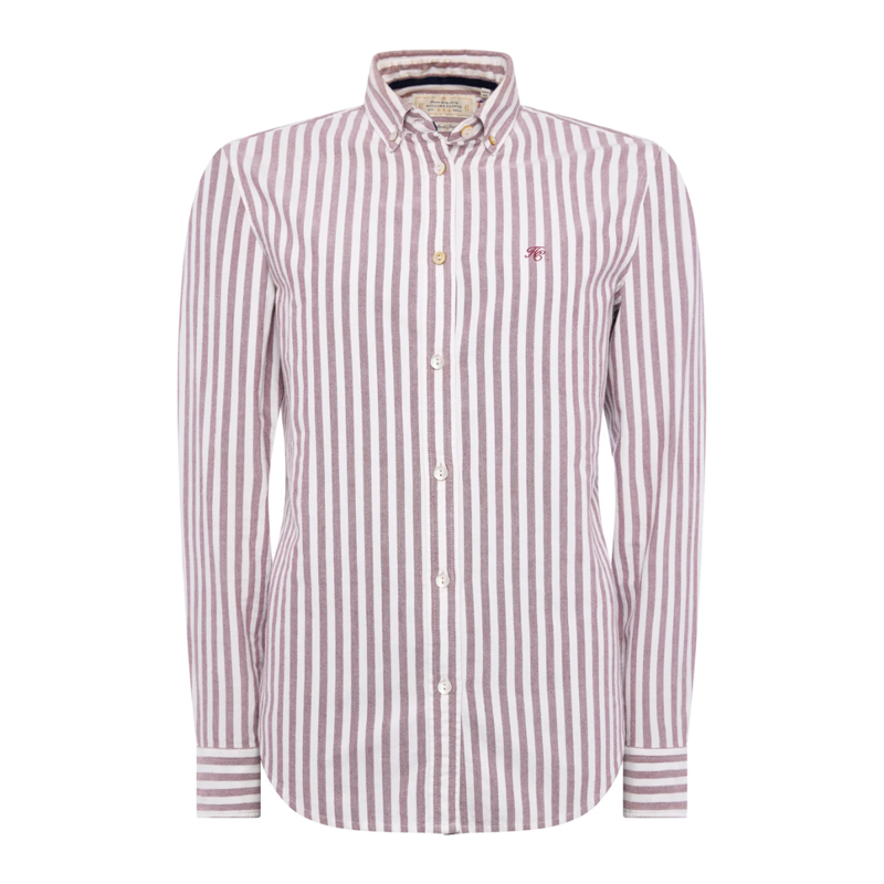Holland Cooper Oxford Shirt - Washed Burgundy Stripe-4