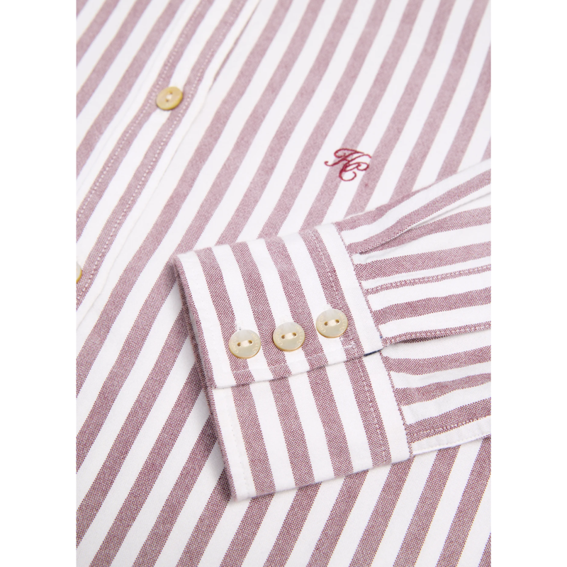 Holland Cooper Oxford Shirt - Washed Burgundy Stripe-6