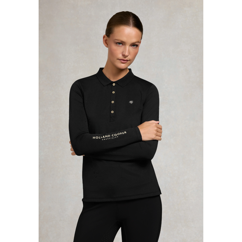 Holland Cooper Chiltern Long Sleeve Polo Shirt - Black-8
