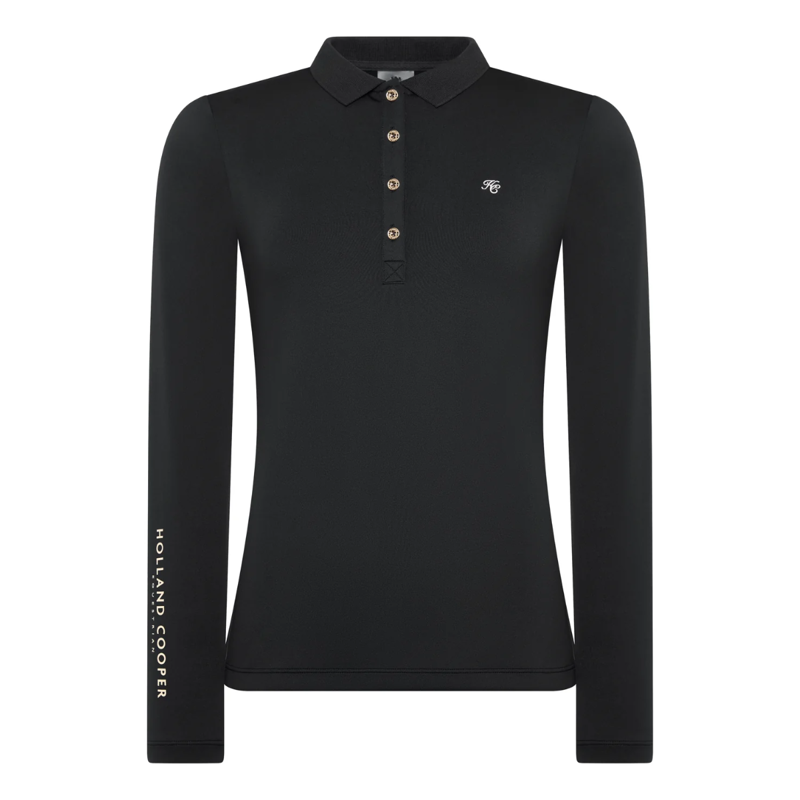 Holland Cooper Chiltern Long Sleeve Polo Shirt - Black-7