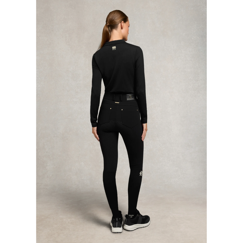 Holland Cooper Chiltern Long Sleeve Polo Shirt - Black-2