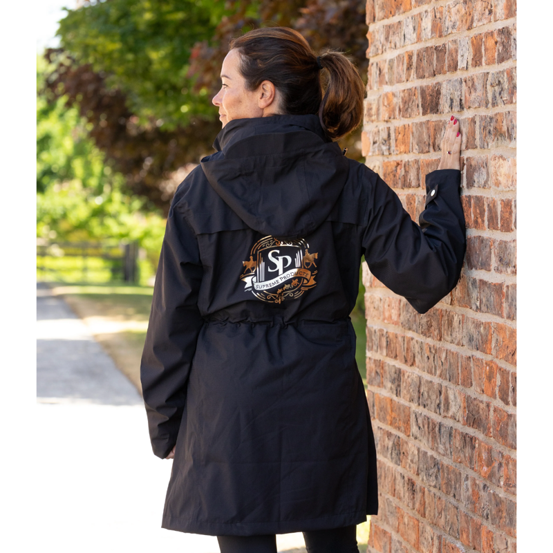 Supreme Products Ladies Active Show Rider Waterproof Mac - Black/Gold-1