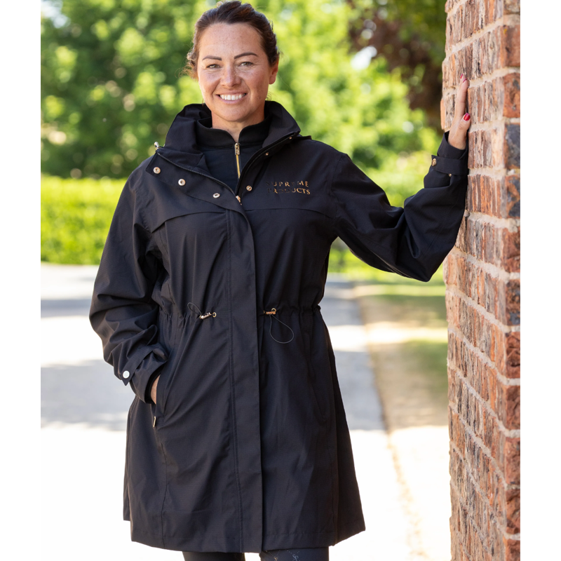 Supreme Products Ladies Active Show Rider Waterproof Mac - Black/Gold-4