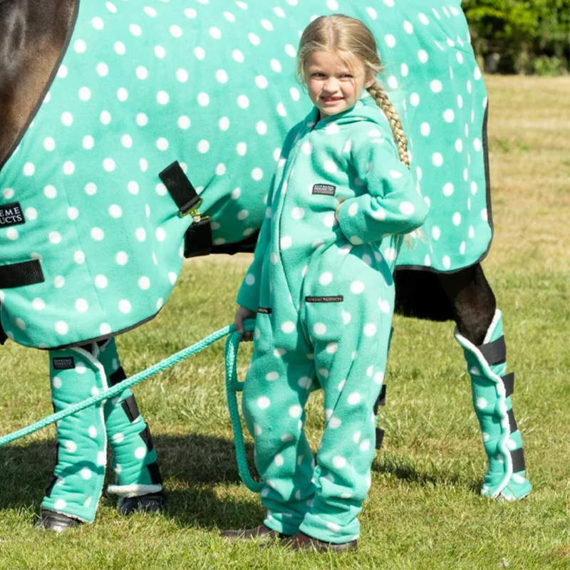 Supreme Products Child's Dotty Fleece Onesie - Gorgeous Green