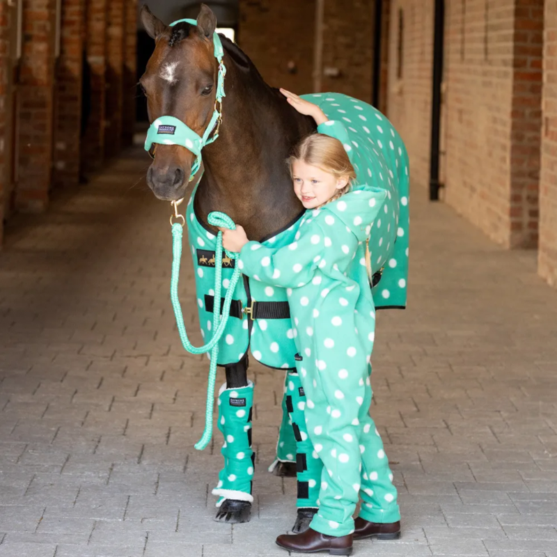 Supreme Products Child's Dotty Fleece Onesie - Gorgeous Green-1