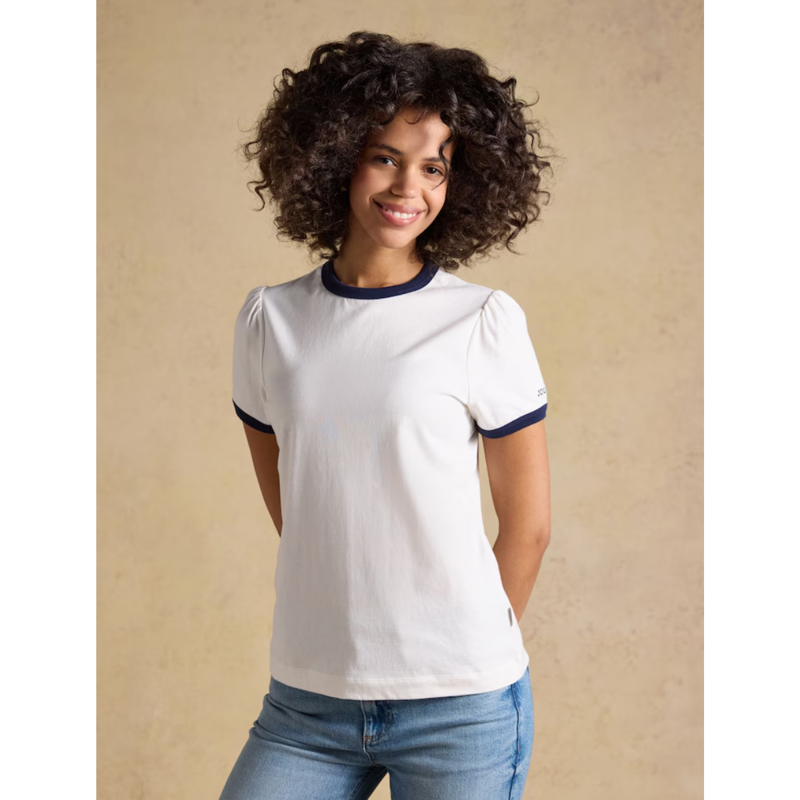 Joules Ladies Erin Short Sleeve Jersey T-Shirt - Cream