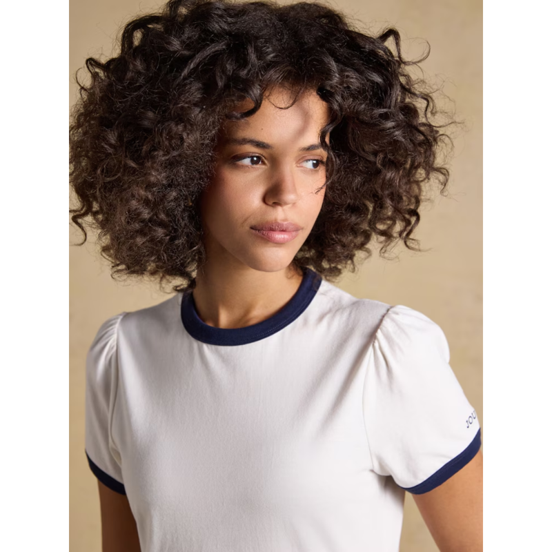 Joules Ladies Erin Short Sleeve Jersey T-Shirt - Cream-4
