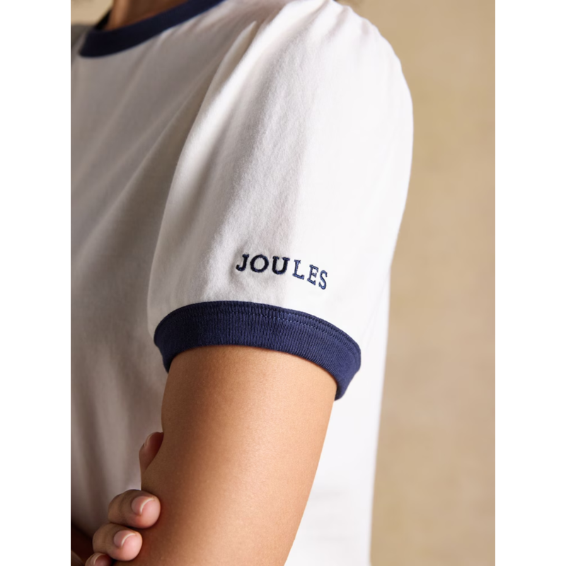 Joules Ladies Erin Short Sleeve Jersey T-Shirt - Cream-3