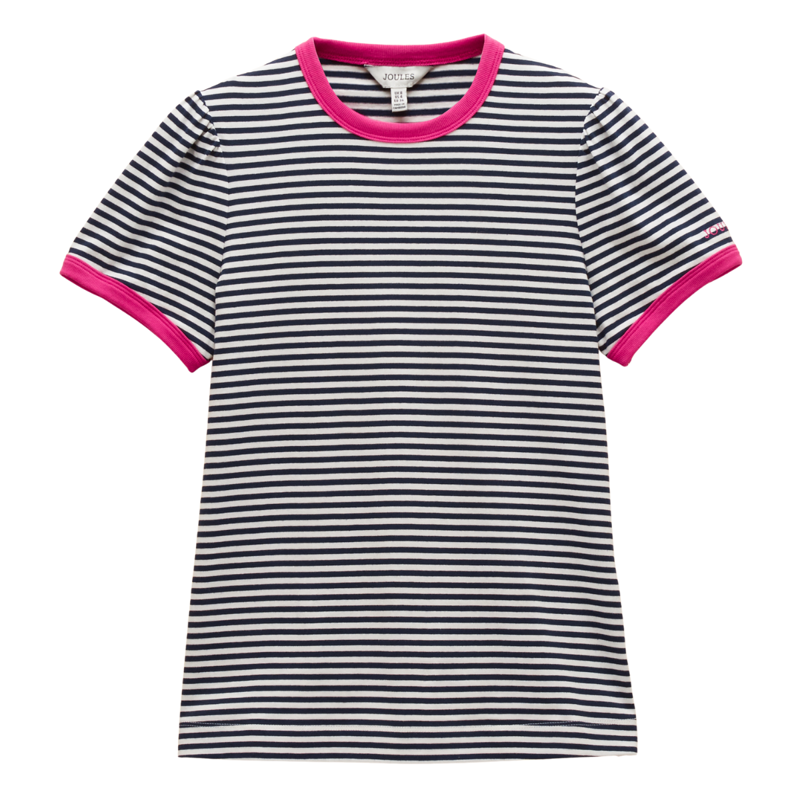 Joules Ladies Erin Short Sleeve Jersey T-Shirt - Navy Stripe